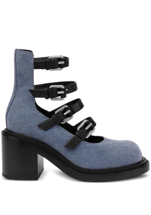 Moschino buckle-strap denim pumps - Blue