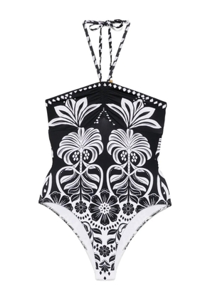 FARM Rio flower leopards one-piece - Black