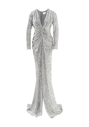 Ana Radu sequin-embellishment long-sleeve maxi dress - Silver