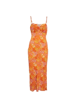Mirae floral-print strap midi dress - Orange