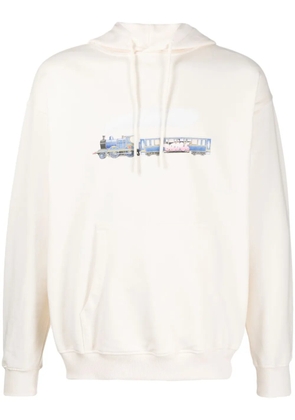 Drôle De Monsieur graphic-print cotton hoodie - Neutrals