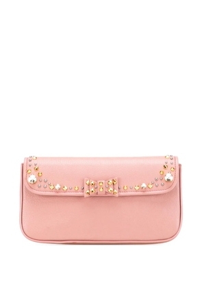 Miu Miu Pre-Owned 2010-2025 Goatskin Madras Crystal Studded clutch bag - Pink