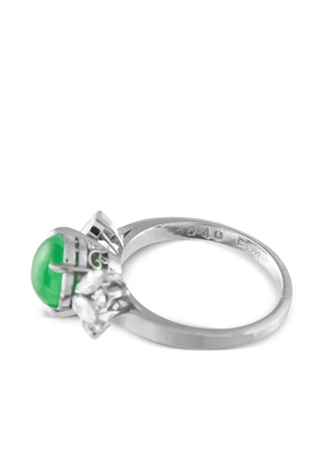 LB Exclusive platinum diamond and jade ring - Green