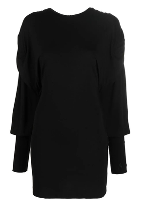 The Attico gathered-sleeve detail dress - Black