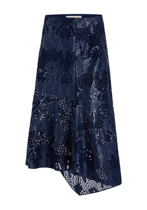 Marie Oliver Casey floral-lace asymmetric skirt - Blue