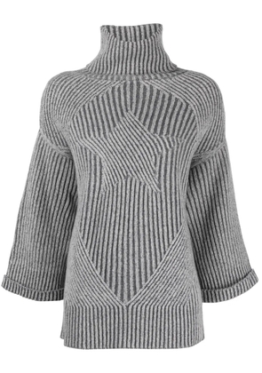 Lorena Antoniazzi star-embroidered roll-neck jumper - Grey