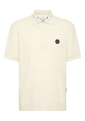 Philipp Plein logo-patch jacquard polo shirt - Neutrals
