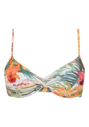 Lygia & Nanny twist-front floral bikini top - White