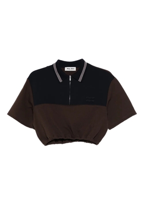 Miu Miu half-zip short-sleeve polo top - Brown
