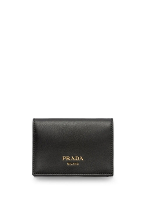 Prada embossed-logo small leather wallet - Black