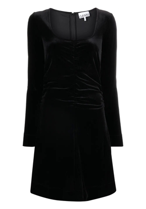 GANNI ruched velvet minidress - Black