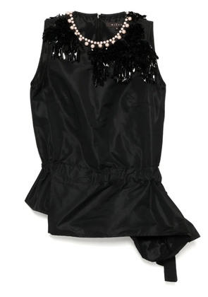 Biyan embellished neckline taffeta top - Black