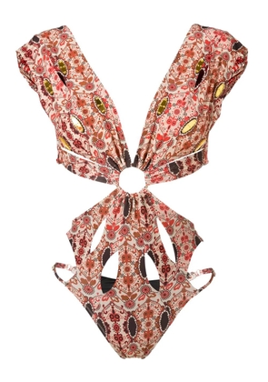 Amir Slama floral-print cut-out swimsuit - Red