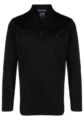 Paul & Shark logo-plaque cotton polo shirt - Black