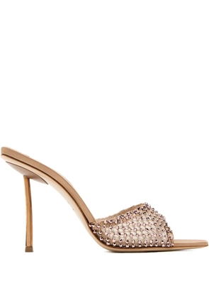 Le Silla 105mm crystal-embellished satin sandals - Neutrals