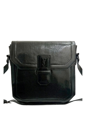 Saint Laurent Pre-Owned 20th Century Lizard Embossed Leather Monogram crossbody bag - Black