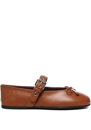 Miu Miu buckle-strap bow ballet flats - Brown