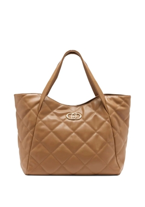 LIU JO large quilted logo-plaque tote bag - Brown
