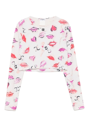CHANEL Pre-Owned 1990-2000s lipstick-printed T-shirt - White