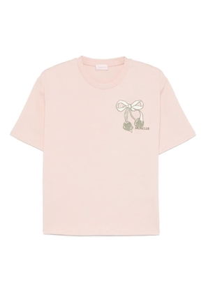 Moncler bow-embroidered T-shirt - Pink