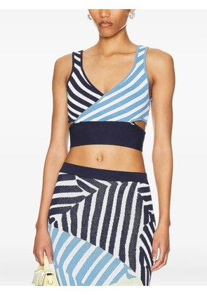STAUD Trenton striped cut-out crop top - Blue