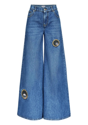 AREA Crystal Eyelet wide-leg jeans - Blue