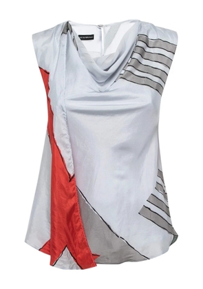 Emporio Armani Pre-Owned draped geometric-print blouse - Grey