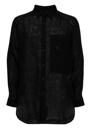 Yohji Yamamoto panelled linen shirt - Black