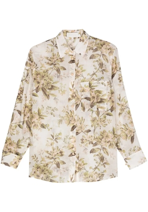 ZIMMERMANN floral-print ramie shirt - Neutrals