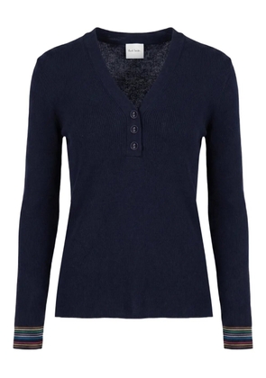 Paul Smith button ribbed top - Blue