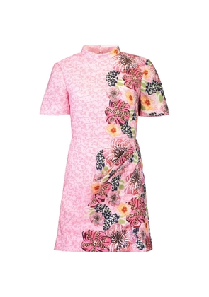 Saloni draped floral mini dress - Pink