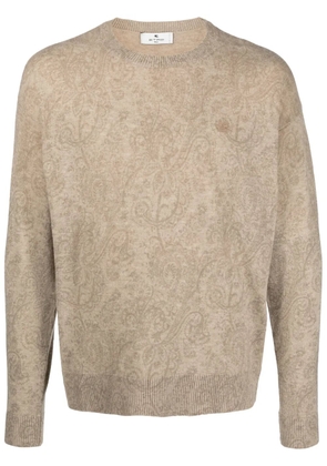 ETRO logo-embroidered wool jumper - Neutrals