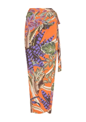 Brigitte tropical-print wrap skirt - Orange