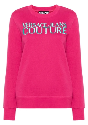 Versace Jeans Couture logo-embroidered cotton sweatshirt - Pink