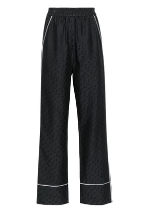 Off-White logo-jacquard straight-leg trousers - Black