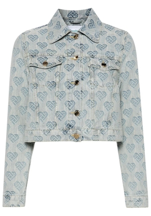 Casablanca heart monogram-jacquard denim jacket - Blue