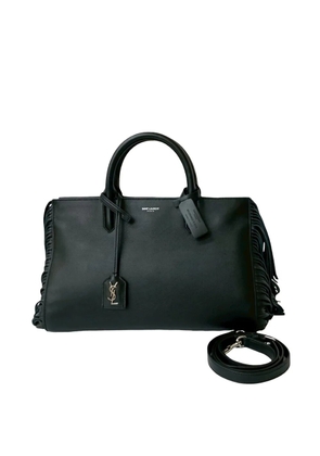 Saint Laurent Pre-Owned 2015 Small Grained Calfskin Fringe Cabas Rive Gauche satchel - Black