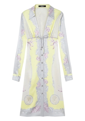 Versace Cameo silk midi shirt dress - Yellow