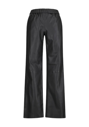 Enes elastic-waist leather trousers - Black