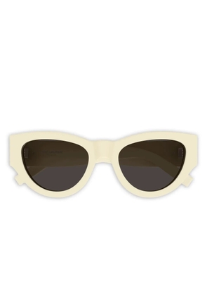 Saint Laurent Eyewear cat-eye logo sunglasses - Neutrals