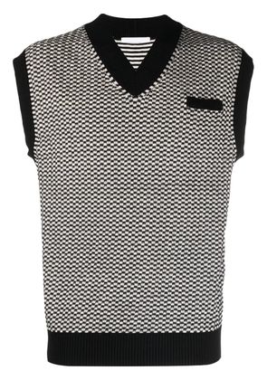 Helmut Lang checked V-neck sweater vest - Black