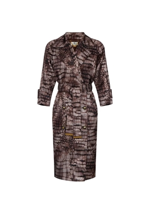 Elisabetta Franchi Alligator-print double-breasted trench coat - Brown