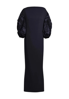 Safiyaa floral-embellished balloon-sleeve gown - Blue