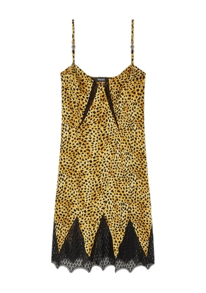 Versace Cheetah allover silk slip dress - Yellow