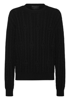 Philipp Plein logo-embroidered jumper - Black