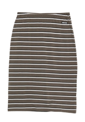 ROTATE BIRGER CHRISTENSEN striped logo-patch midi fitted skirt - Green