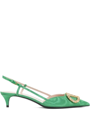 Valentino Garavani 40mm crystal-embellishment slingback pumps - Green