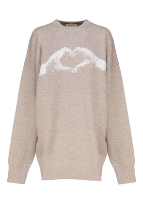 Sportmax heart-graphic knit dress - Neutrals