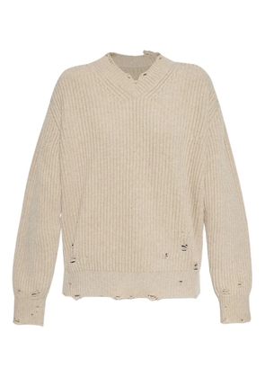 MM6 Maison Margiela distressed ribbed sweater - Neutrals