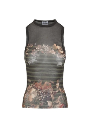 Jean Paul Gaultier floral-print stripe top - Grey